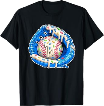 Cute Baseball Boys Ice Cream Drip Baseball Mitt Boys Youth T-Shirt