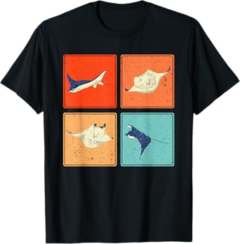 Pop Art Stingray Aquarium Animal Scuba Diver Ocean Manta Ray T-Shirt