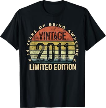 Vintage 2011 Limited Edition 14-Year-Old Gifts 14th Birthday T-Shirt