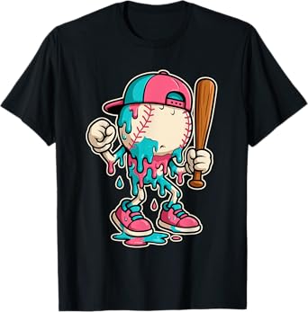 Baseball Drip for Boys Ice Cream Drip Baseball T-Shirt