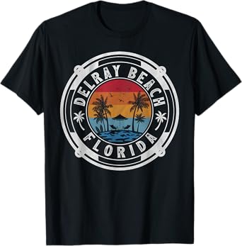 Delray Beach Florida Summer Vacation Vintage Sunset T-Shirt