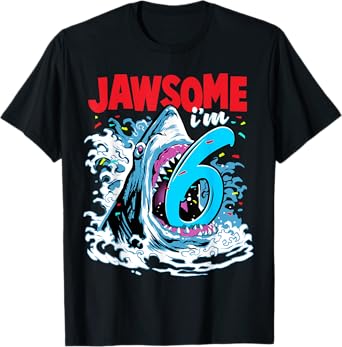 Kids 6th Birthday Shark 6 | Jawsome Six Year Old Bday Gift T-Shirt