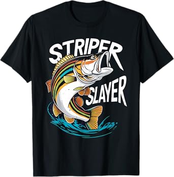 Striper Slayer Striped Bass Fishing Striper Fish Mens T-Shirt