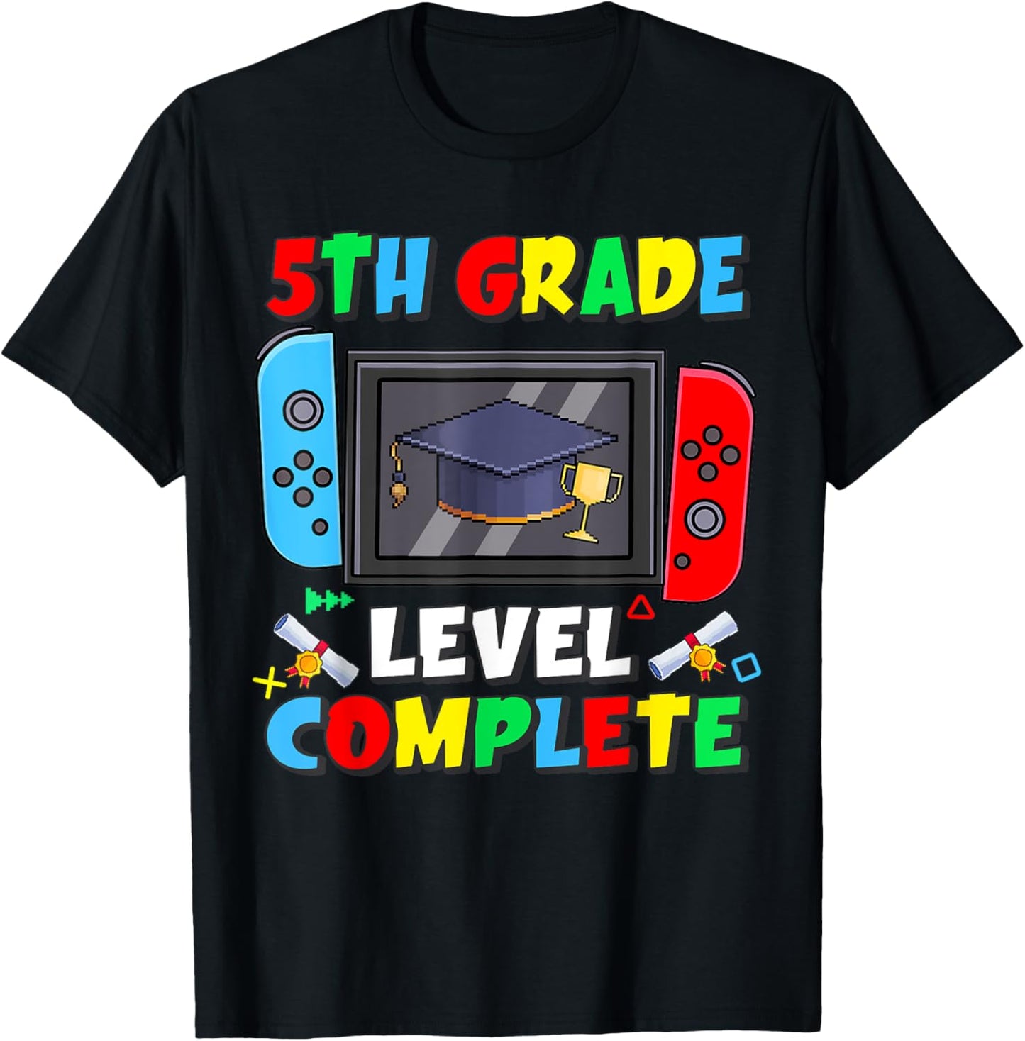 5th Grade Level Complete Graduation Class 2025 Gamer Boys T-Shirt