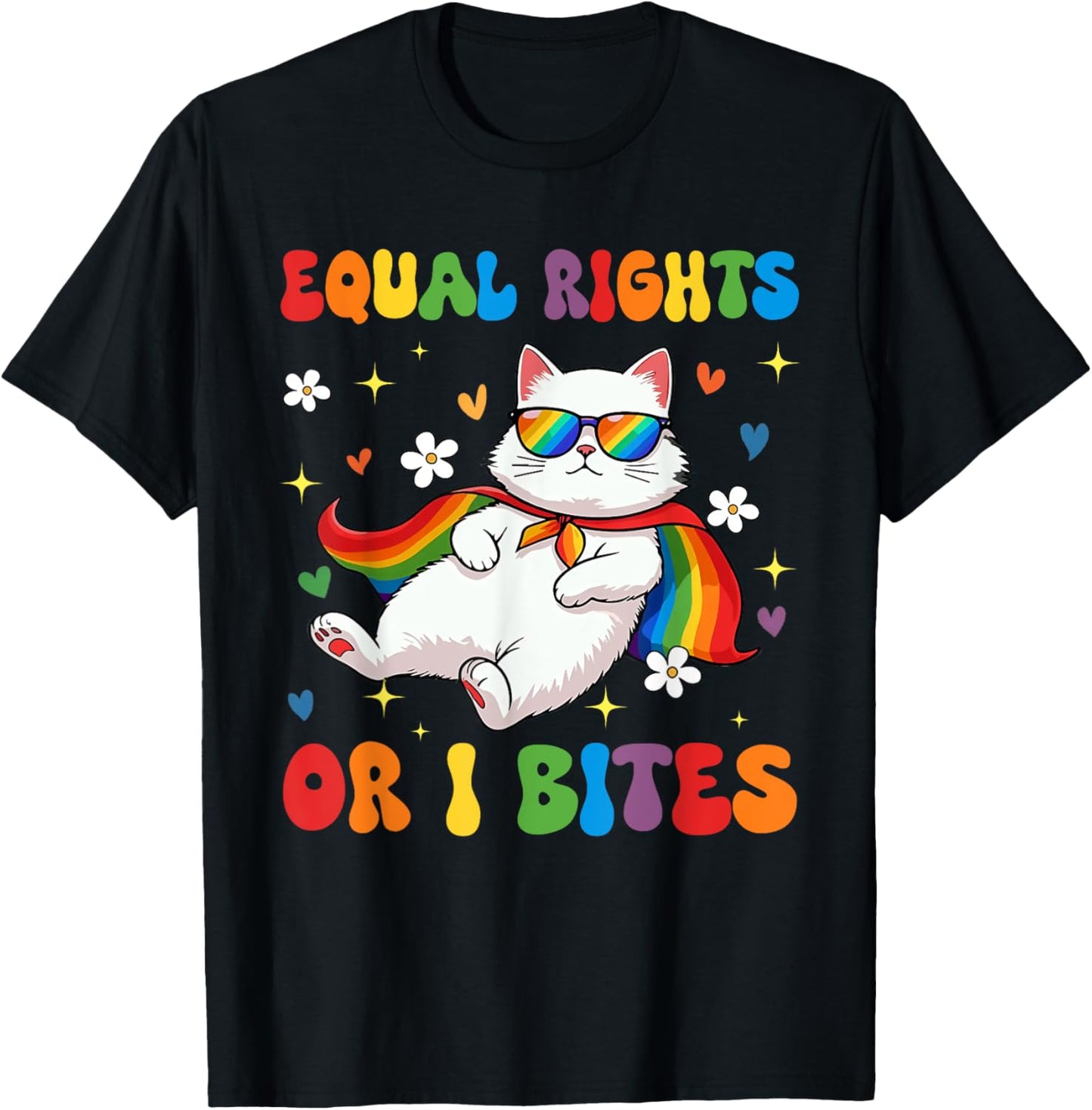 Funny Feminist Cat Equal Rights Or I Bite Equality T-Shirt