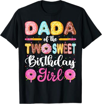 Dada Of The Two Sweet Birthday Girl Donut 2nd Birthday T-Shirt