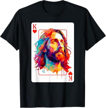 Jesus King Card Christian Christ Religious Believer Hearts T-Shirt