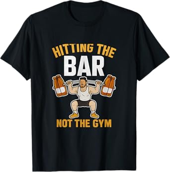 Hitting The Bar Party Crew Weightlifter Design T-Shirt