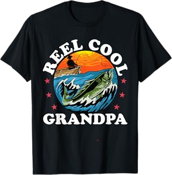 Reel Cool Grandpa Fishing Mens Funny Fishing Fisherman Lover T-Shirt