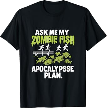 Zombie Fish Apocalypse Plan - Dripping Blood Graphic T-Shirt