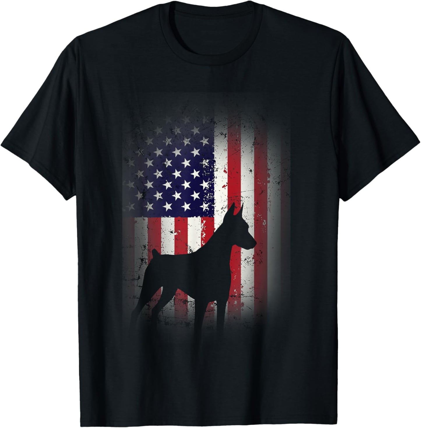 Funny Doberman Pinscher Art For Men Women Doberman US Flag T-Shirt