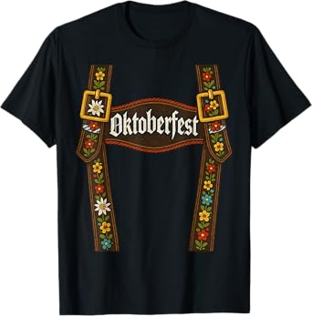 Oktoberfest Lederhosen Suspenders Vintage Graphic Tee T-Shirt