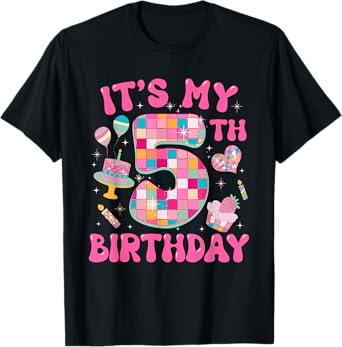 It's My 5th Birthday Groovy Birthday Girl 5 Disco Ball T-Shirt