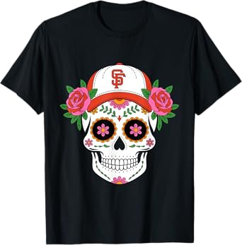 San Francisco sugar skull in the style Mexican Day T-Shirt