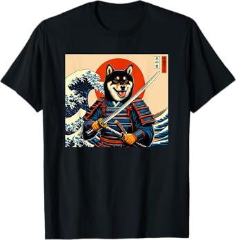 Otaku Black and tan Shiba Inu Samurai T-Shirt