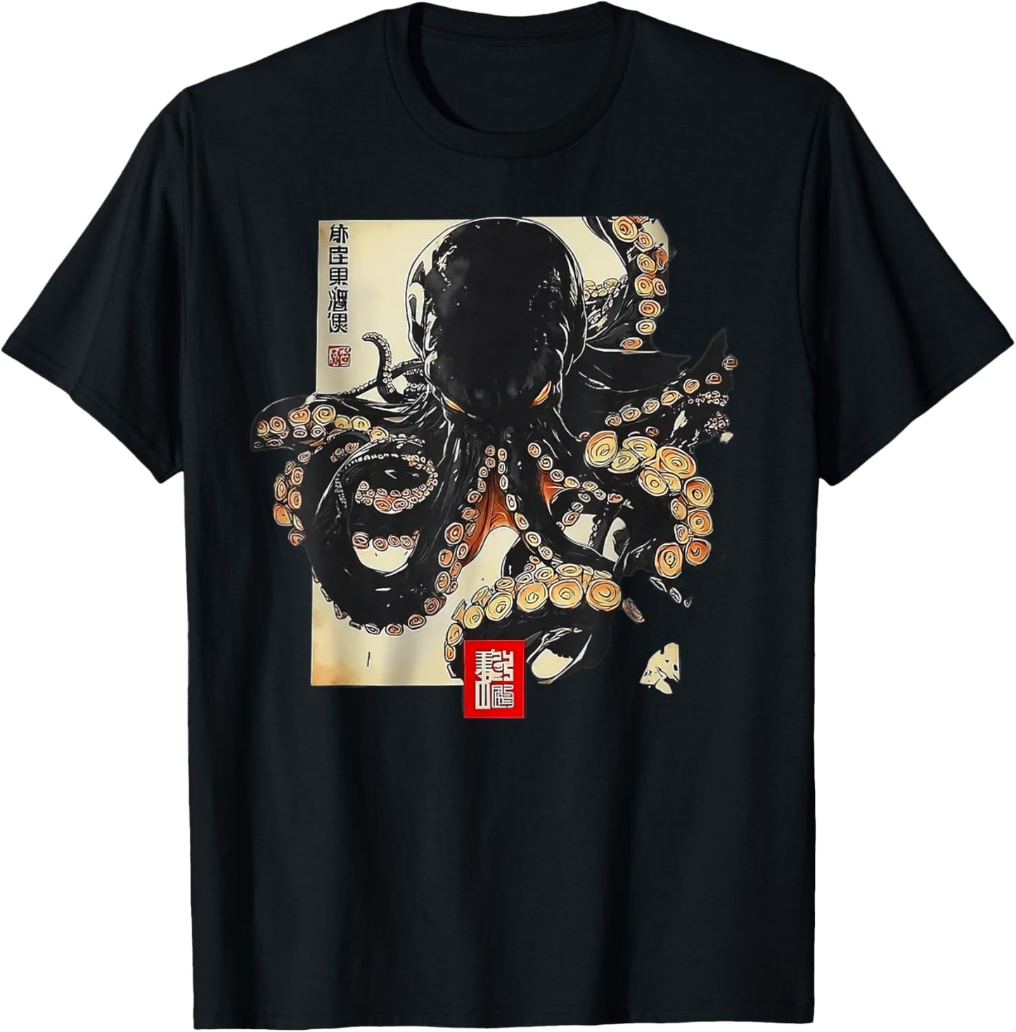 Dark Octopus Japanese Art Ukiyoe Octopus Japanese Sea T-Shirt