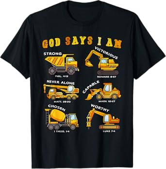 Toddler Kids God Says I Am Construction Bible Verse Truck T-Shirt