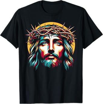 Jesus Christ Crown Of Thorns Religious Christian Faith T-Shirt