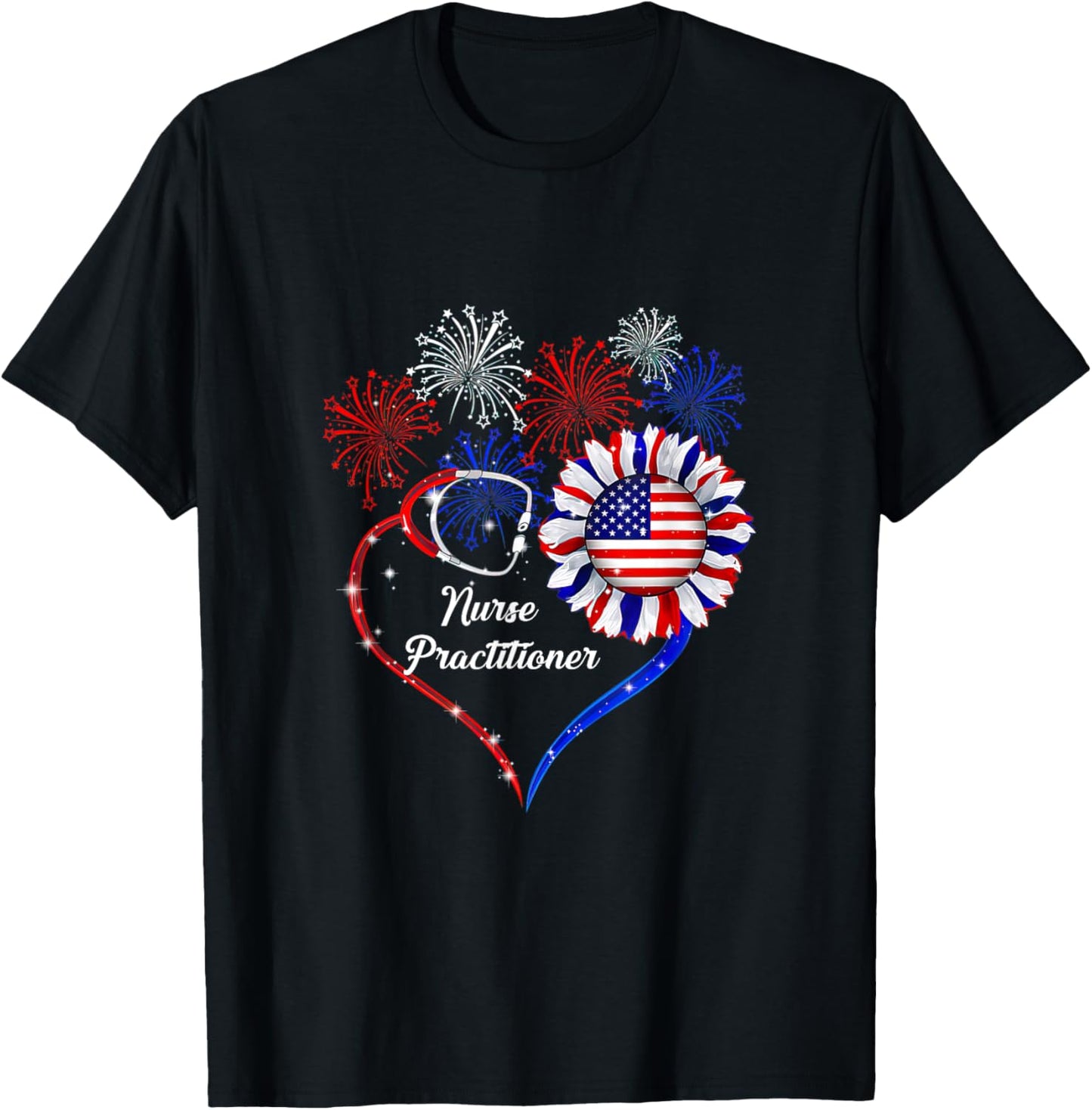 Patriotic Nurse Practitioner 4th Of July American Flag T-shirt