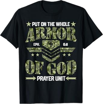 Put on the Whole Armor of God Camouflage Christian Faith T-Shirt
