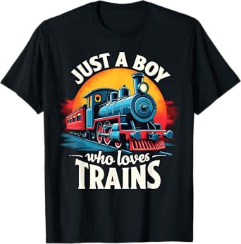 Kids Just A Boy Who Loves Trains Lover Toddler T-Shirt