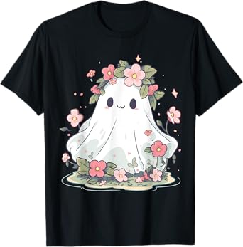 Women Halloween Shirt Floral Ghost Halloween Costume T-Shirt