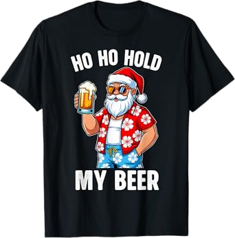 Funny Santa with Sunglasses and Beer Christmas in July T-Shirt