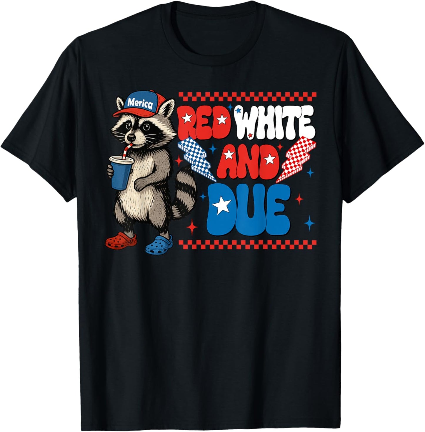 Red White And Due Raccoon Funny Usa 4th Of July Boys Girls T-shirt
