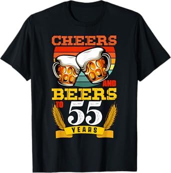 Vintage Cheers And Beers To my 55 Year Old 55th Birthday T-Shirt