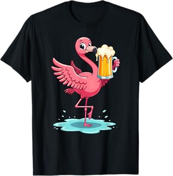Summer Vacation Flamingo Drinking Beer T-Shirt