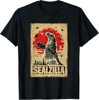 Sealzilla Vintage Monster Berlin Skyline Japanese Art Seal T-Shirt