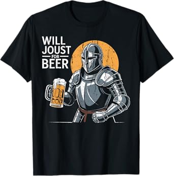 Minimalist Line Art Knight Will Joust for Beer T-Shirt