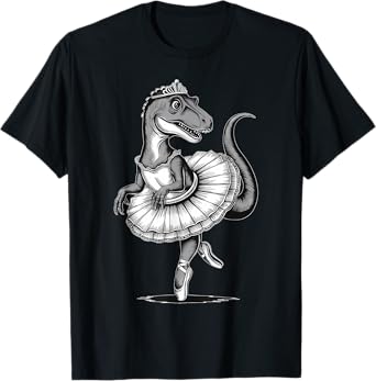 Ballerina Dinosaur T rex Dancing Women Girls Ballet Dance T-Shirt