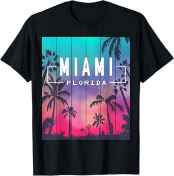 Miami Florida Sunset - I Love Miami Beach Souvenir Men Women Girls Kids T-Shirt