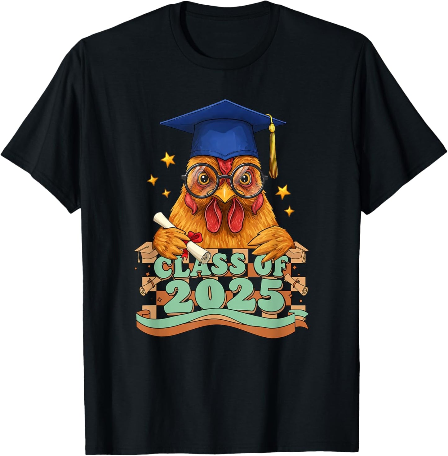 Graduate Chicken Class Of 2025 Kids Mens Womens Graduation T-shirt by TeeBrew