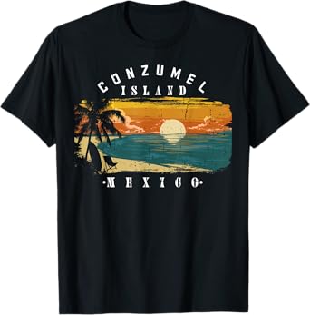 Cozumel Mexico Beaches Retro Cool Distressed Graphic T-Shirt for Men Women