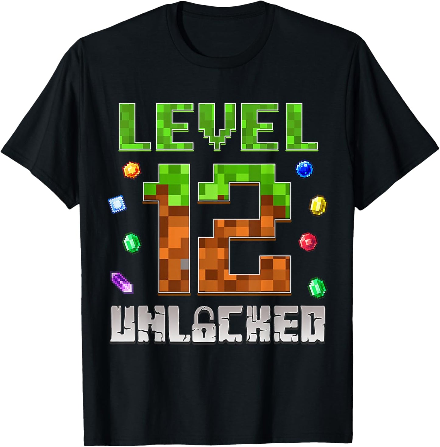 Birthday Boy Level 12 Unlocked 12th Birthday Game Pixel T-Shirt