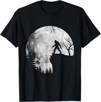Bigfoot Sasquatch Full Moon In The Forest For Men Women Kids T-Shirt