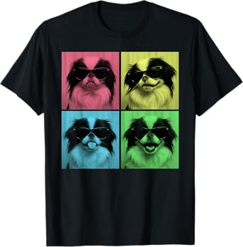 Japanese Chin Pop Art Funny Dog Lover Photo Booth Men Women Kids T-Shirt
