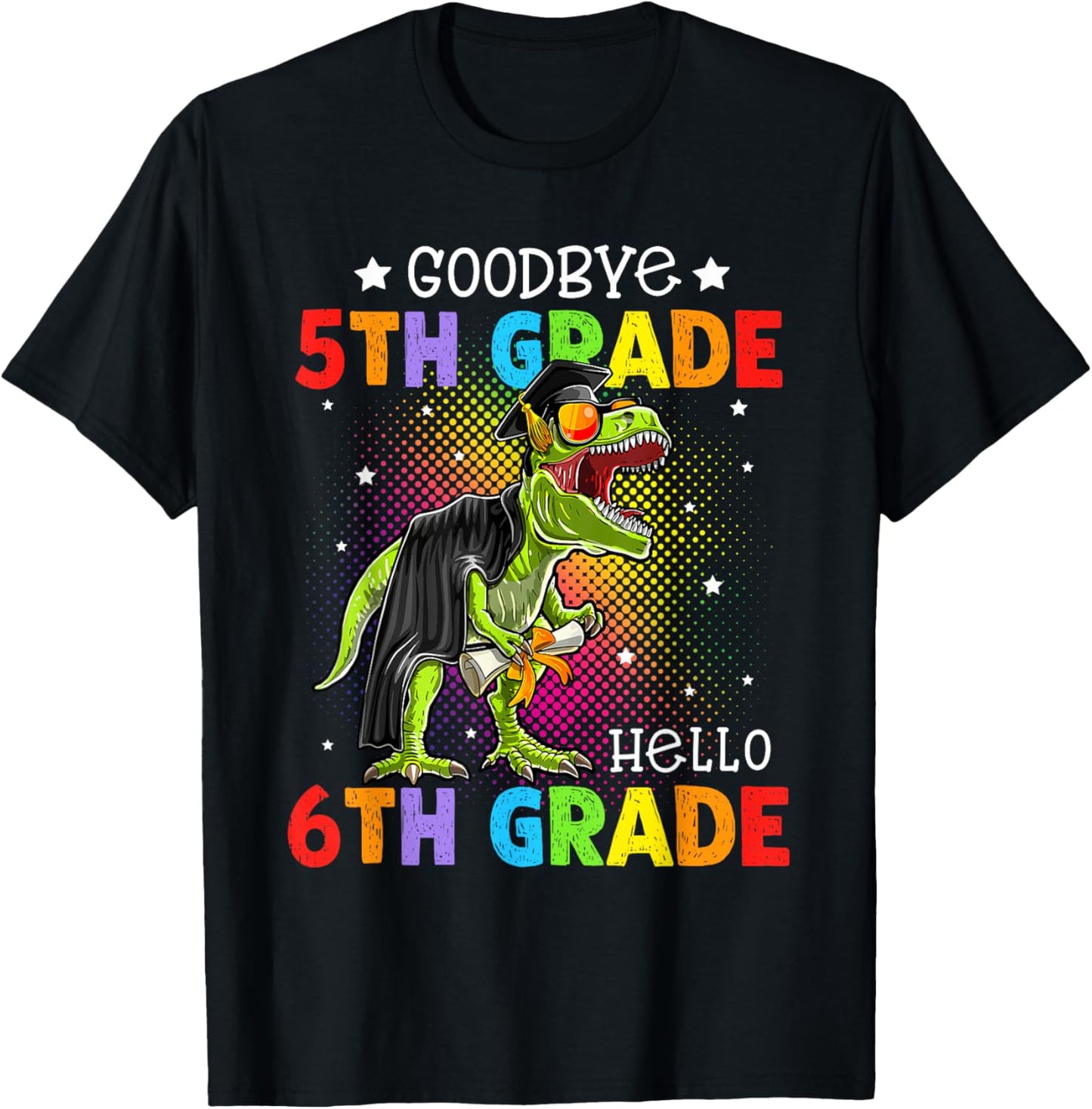 Goodbye 5th Grade Hello 6th Grade Graduation T-Rex Dinosaur Kids T-shirt by TeeBrew