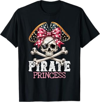 Funny Pirate Princess Coquette Bow Halloween Costume Girls T-Shirt