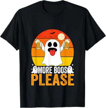 More Boos Please Ghost Beer Retro Halloween Drinking Men T-Shirt