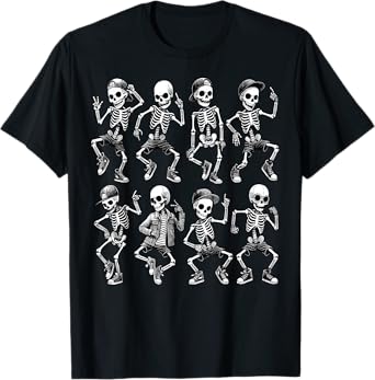 Dancing Skeletons Dance Challenge Boys Girl Kids Halloween T-Shirt