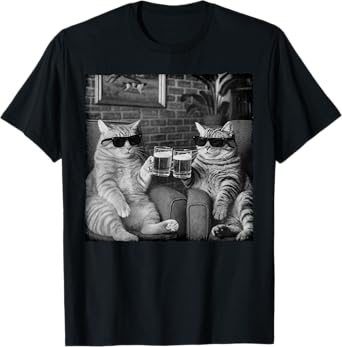 Cats Drinking Beer Funny Sarcasm Cat Meme Gangster T-Shirt