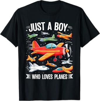 Just A Boy Who Loves Planes Airplane Aircraft Birthday Party T-Shirt