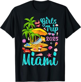Miami Beach Florida Summer Vacation Girls Trip 2025 T-Shirt