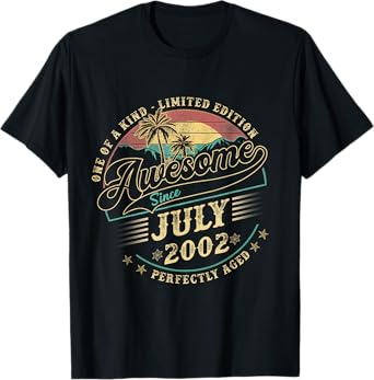 Retro 23rd Birthday Gifts For Men July 2002 23 Years Old T-Shirt