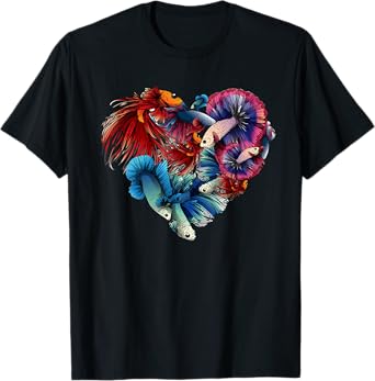 Siamese Fighting Fish Betta A Colorful Heart Betta Fishes T-Shirt