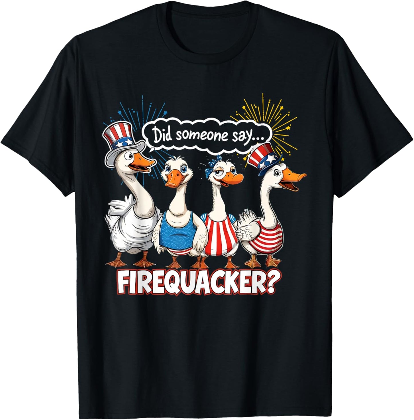 Firequacker Funny Duck 4th Of July Patriotic Gift T-shirt