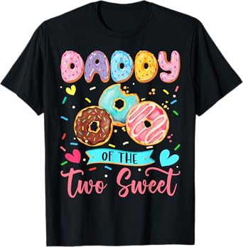 Daddy Of The Two Sweet 2Nd Birthday Girl Donut Matching T-Shirt
